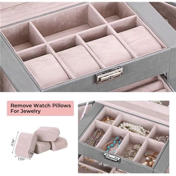 Large Jewelry Box 5 Tier Jewelry Storage Jewelry Boxes for Women Jewelry Case - Picture 4 of 6